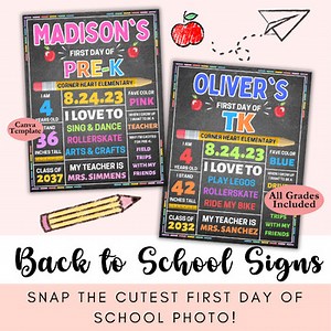 FIRST & LAST Day of School Sign Template All Grades Bundle, Back to School Sign