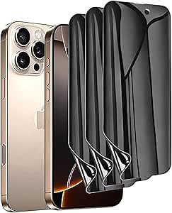 Amazon.com: TMahhbid Privacy Hydrogel Film Screen Protector for iPhone 16 Pro (6.3 inch), 2pcs [Anti-Spy] Soft TPU Protective Film [Clear HD] : Cell Phones & Accessories