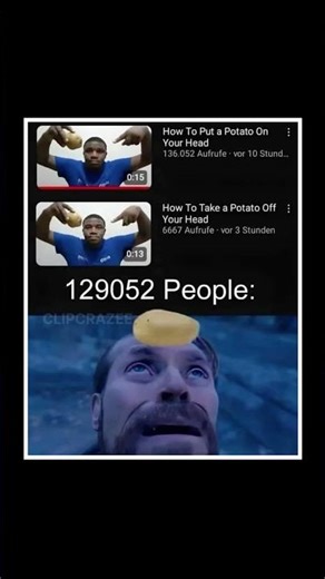 129,052 People Put a Potato on Their Head… Now What? 😂 | Funny Internet Meme #shorts