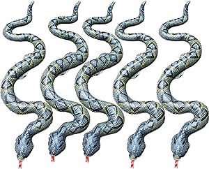 Inflatable Snake,5 Pack Fake Snakes 37.4 inch Large Inflatable Snakes for Garden Pool Halloween Decoration