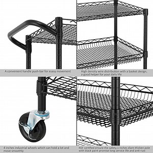 [Hot Item] Commercial Cart with Shelving Liners and Handle Bar Metal Carts