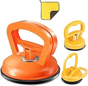 Dent Puller,3 Pack Professional Dent Remover Tool Kit for Car Body Dents, with Suction Cup and Handle Lifter for Easy Car Dent Removal, Glass, Screen, and Object Moving (Orange+Yellow)