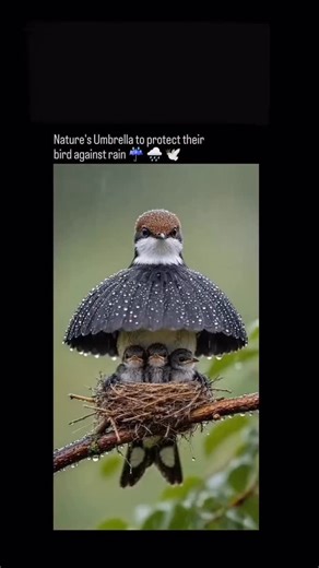 @nextgen_bytess on Instagram: "In heavy rain, this mother bird becomes an umbrella. Instead of flying away, she spreads her feathers wide, forming a natural shield to protect her chicks from the storm. No tools. No shelter. Just instinct, design, and unconditional care. Nature doesn’t need engineering drawings- it builds protection into life itself. If you appreciate nature’s intelligence and silent moments of care, #nature #wildlife #birdbehavior #animalinstincts #naturaldesign"