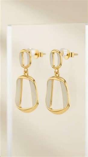 ✨ Minimalist Enamel Earrings Collection | Red, Black & Cream Gold-Bordered Designs.