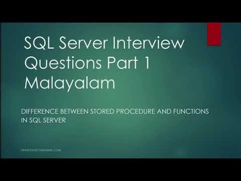 SQL Server Interview Questions Part 1| Stored Procedure vs Function| Malayalam