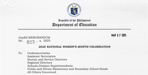 DepEd Memorandum 023, s. 2025 - 2025 National Women's Month Celebration