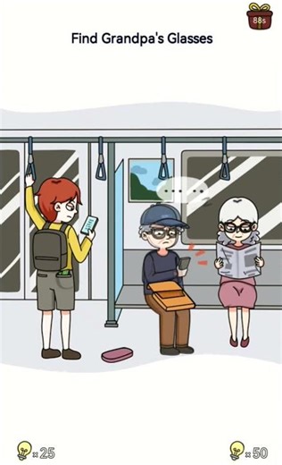 brain out level 61 and find grandpa glass es?