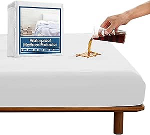SPRINGSPIRIT Full Size Waterproof Mattress Protector, Full Mattress Cover Pad Waterproof with Deep Pocket up to 14’’, Bed Fitted Sheet