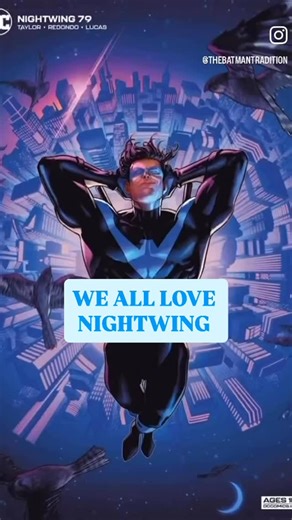 The Batman Tradition on Instagram: "Dick Grayson’s debut as Nightwing, from a page of Tales of the Teen Titans #44 (July 1984). This year marks the 40th anniversary to the character. Many people know of Robin, but many also may not know the first Robin Dick Grayson proceed to change from carrying the mantle as Robin to breaking off into his own character as nightwing after a falling out with Batman and a difference in ideologies. Nightwing bases his work out of the fictional city of Bludhaven. #