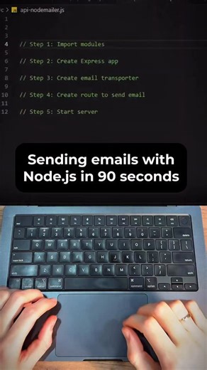 Evgeny Aleksandrov • AI-Agents • Solo-developer on Instagram: "Comment “Email” - to get the code! In this reel, I show how to build a simple email sending API using Node.js, Express, and Nodemailer. You’ll learn how to configure a Gmail transporter, create a /send endpoint, and send emails with just one request. Perfect for contact forms, notifications, or any backend app that needs email functionality 🚀"