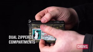 Chums Surfshorts Wallet - Lightweight Slim Wallet with RFID Blocking Card & Clear ID Window - Zippered, Minimalist Wallet w/Key Ring - Solid Colors