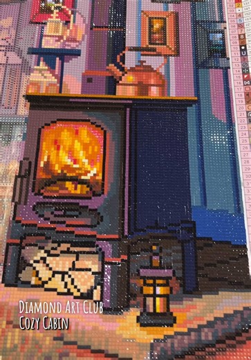 Cozy Cabin Progress with Diamond Art Club
