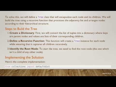 How to Build a Nested Tree Structure from a List of Adjacencies in Python