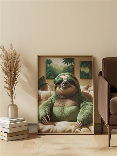 Sloth Wall Art Printable, Funny Sloth Poster, Animal Wall Decor, Cute Jungle Art, Digital Download - Etsy