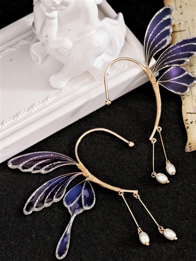 Purple Butterfly Ear Cuff, Fairy Wrap, No Piercing Fantasy Jewelry - Etsy