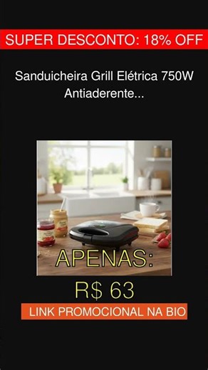 Sanduicheira Grill Elétrica 750W Antiaderente Koti Preta Faz #shorts #achadinhos