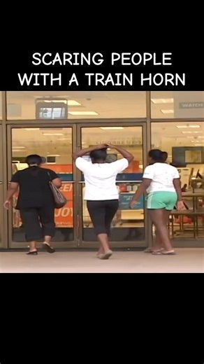Scaring people with a train horn #trending #shorts #prank #viral ##funny