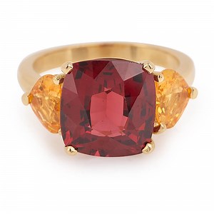 Check this out from SayaBling Jewelry! 4ct Cushion Cut Garnet Three-Stone Engagement Ring