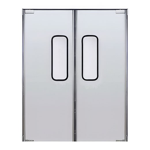 Curtron Service-Pro Series 20 Double Aluminum Swinging Traffic Door with 10 x 30 ADA Window - 72 x 84 Door Opening