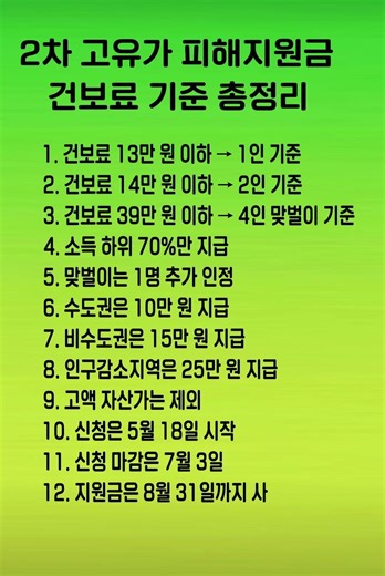 해밀명언숲 ㅣ소득 하위 70% ㅣ2차 고유가 피해지원금 건보료 기준 총정리