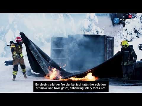 Bridgehill Lithium fire blanket used on Lithium-ion Battery Module-fire