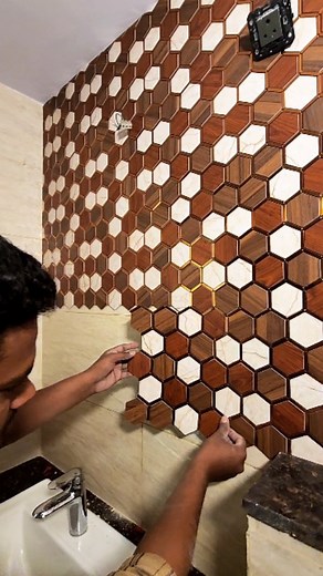 Interior Xpression on Instagram: "Hexagonal PVC Mosaic Tiles! Immerse your space in a three-dimensional, hexagonal mosaic tiles, turning your space into a modern masterpiece. The geometric allure, combined with self-adhesive convenience and the durability of PVC, makes mosaic tiles the preferred choice for those seeking a modern, hassle-free, and visually captivating wall solution. Say goodbye to the complexities of traditional tiling. Our hexagonal mosaic tiles boast a self-adhesive feature, en