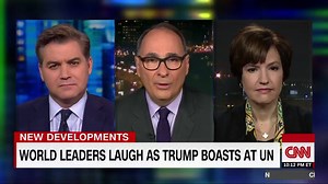 “The U.N. this week is a sideshow to the you-know-what show back in Washington.” CNN's Jim Acosta tells Don Lemon that despite the chaos back in DC, the laughter at Pres. Trump at the U.N. today might have served as a reality check for the administration http://cnn.it/2N50uBo | Don Lemon
