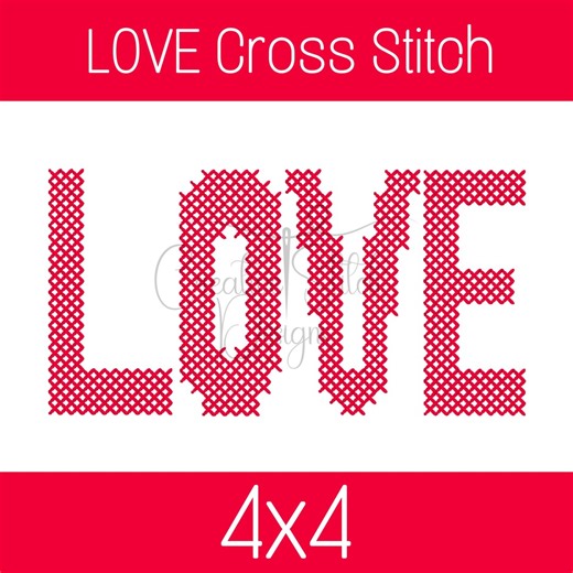 Valentine's Day LOVE Cross Stitch Machine Embroidery Design File, LOVE ,digital Download, 4x4 - Etsy