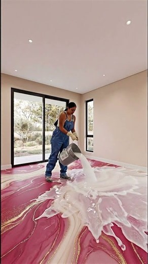DIY Luxury Marble Epoxy Floor That Looks Unreal! 😍 #epoxyfloor #satisfying