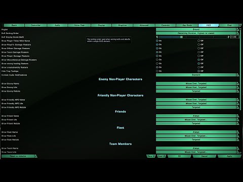 Star Trek Online Options Menu: HUD (Buff Order, Name Display, Saving and Loading UI, etc.)