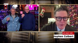 Andy and Anderson take a shot with Stephen Colbert