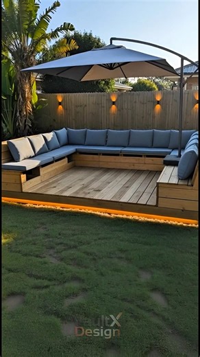 DIY Backyard Deck Transformation | Built-in Seating + Modern Design #shorts