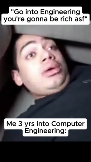 Rando on Instagram: "Expectation: 💰💼 future tech millionaire Reality after 3 years of computer engineering: 'boots up…' 'system not responding…' 'strange error noises…' bro woke up sounding like a corrupted hard drive 😭 #reels #engineeringstudent #collegelife #computerscience #engineeringmemes #studentstruggles #sleepdeprived #finalsweek #relatable #universitylife"