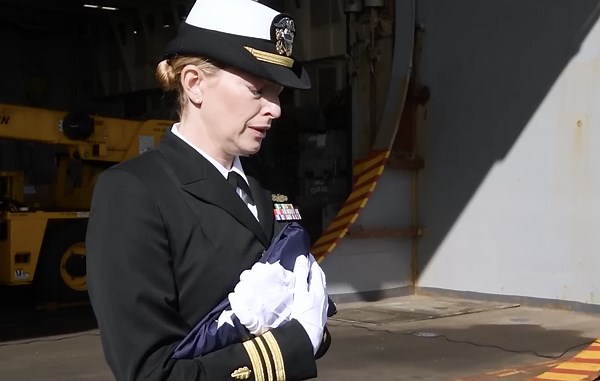 Lt. Wife Honors Lt. Husband at U.S. Navy's Beautiful Burial at Sea Ceremony