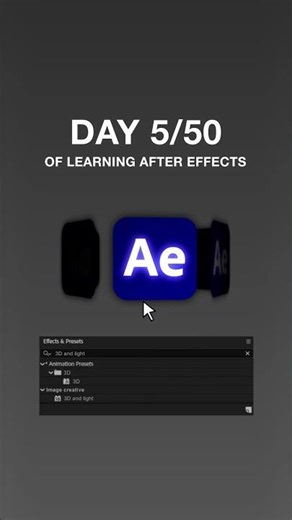 Day 5/50 of learning After Effects - 3D and light
