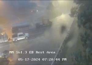 An FDOT camera in western Gadsden County shows the winds associated with the tornado-warned storm as it moves east along I-10. Chief Meteorologist Casanova Nurse (WTXL ABC 27)is tracking the potentially dangerous storm. | WTXL Tallahassee