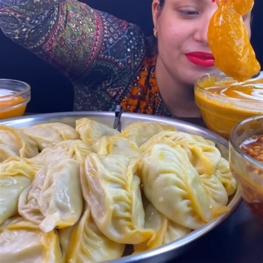 Chicken momo, hot noodles🤤🩷🔥 @FoodieJD #mukbang #asmrfood #spicy #eating #momo#noodles