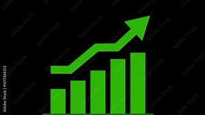 uprising graph of increasing graph and rising bar chart in transparent mp4 video with rising graph chart. Bar graph uprising for business profit line and increasing profit plan with business growth