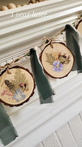 69K views · 681 reactions | Wood slice garland with dried pressed flowers  & it's still so beautiful a little over a year later! Pressed flowers will always hold a special place in my heart  #driedflowers #pressedflowers #woodsliceart #woodslices #SummerDecor #naturaldecor #woodlandtheme #rusticdecor #cozyvibes #summervibes #handmadehomedecor | Love Crafted Decor | Facebook