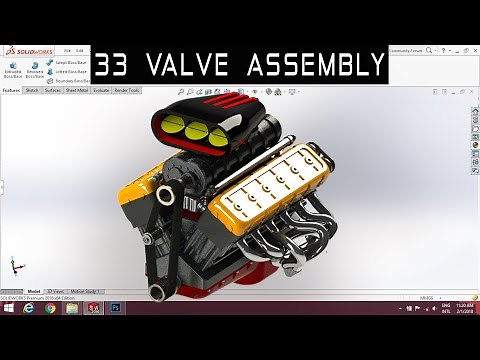 V12 ENGINE | Part 33 | EXHAUST & INTAKE VALVE ASSEMBLY | Solidworks Tutorial | 1080p 🚗😎
