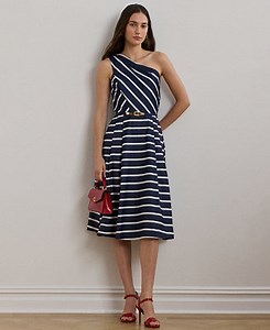 Lauren Ralph Lauren Women's Striped Belted Taffeta Cocktail Dress - Macy's