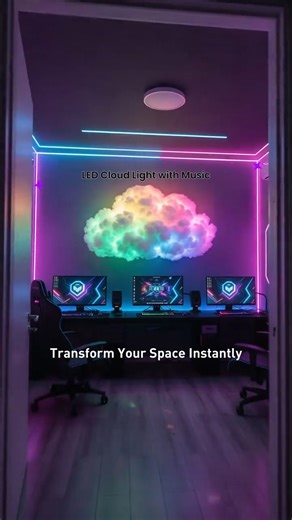 Create dreamy vibes with the Abode Verse DIY LED Cloud Light Kit—a 157.48-inch, USB-powered RGB cloud lamp you build yourself. Stretch the fiberfill, wrap the LED string lights, and shape this vibrant glowing cloud above your bed, desk, or gaming setup. Perfect for bedrooms, parties, holiday décor, and gifts. Easy installation, dynamic color effects, and music rhythm mode bring any space to life! Visit our website to grab yours now and light up your world. | Poshace