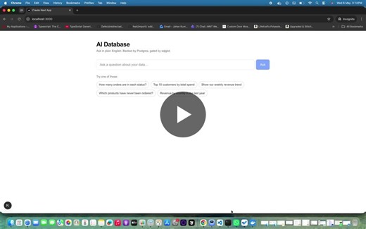 natural language to SQL (database) with help of AI example natural language queries # ---- easy: single-table aggregates -----------------------------    How many customers do we have? ,    List… | Jahan Kumarashanmugam