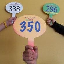 2-Sided BRAVO Full Color Plastic Numbered Bidder Paddles (Min. 50)