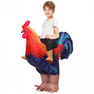COMIN 55 inch Inflatable Chicken Costume Kids Rooster Suit Funny Cosplay Halloween Costume for Boys Girls Birthday Christmas Supplies