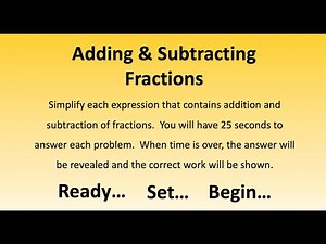 5 Minute Math Quiz - Adding & Subtracting Fractions 1