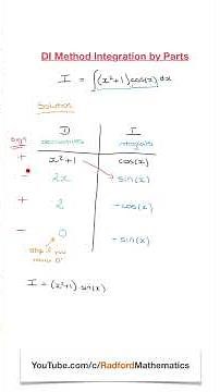 DI Method for Integration by Parts | Calculus | Integration | Example 1