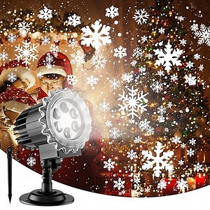 Projektor Weihnachten Aussen, Dynamische LED Schneeflocken Projektor Lampe, Wasserdicht Weihnachtsbeleuchtung außen für Garten Fenster Wand Hof Party Weihnachtsdeko