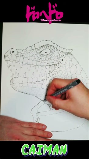 Dessin de Caiman, Dorohedoro, noir et blanc