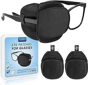 eZAKKA Eye Patches for Adults Kids Left Right Eye, 2 Pcs Medical Eye Patch for Glasses Silk Eyepatch for Lazy Eye Amblyopia Strabismus and After Surgery, X-Large, Black